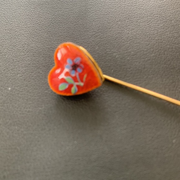 Vintage Floral Heart Locket Stick Pin - Picture 2 of 9